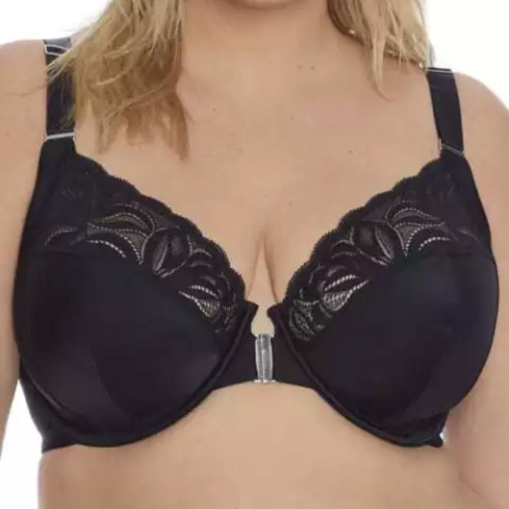 New - Bare Necessities Veronica front close Black Lace Full-Coverage Bra 40D